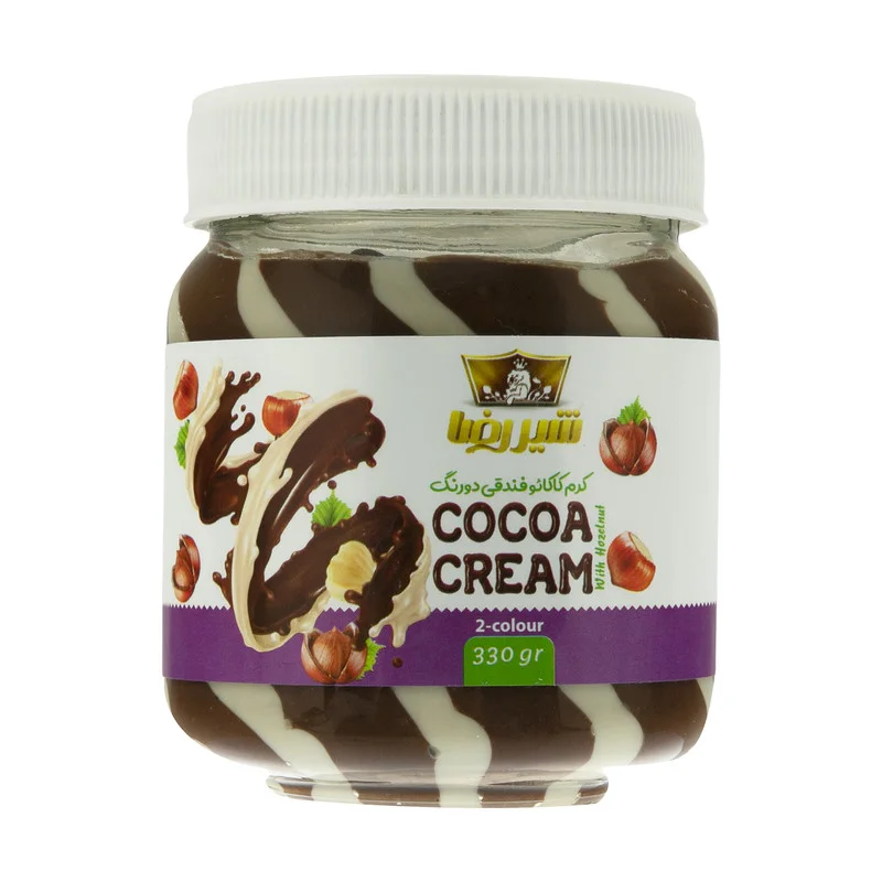 کرم کاکائو فندقی دو رنگ شیررضا 330 گرمی