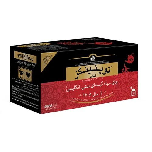چای سیاه کیسه ای تویینینگز سنتی انگلیسی پک 25 عددی
