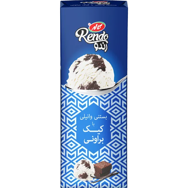 بستنی رندو پاکتی وانیلی با کیک براونی