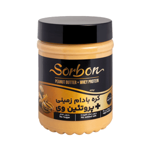 کره بادام زمینی+پروتئین وی سوربن بدون قند و نمک